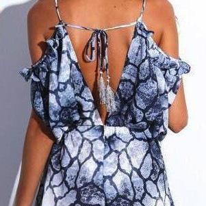 Hollow Out Off The Shoulder Romper