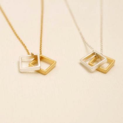 Double Square Stainless Steel Necklace