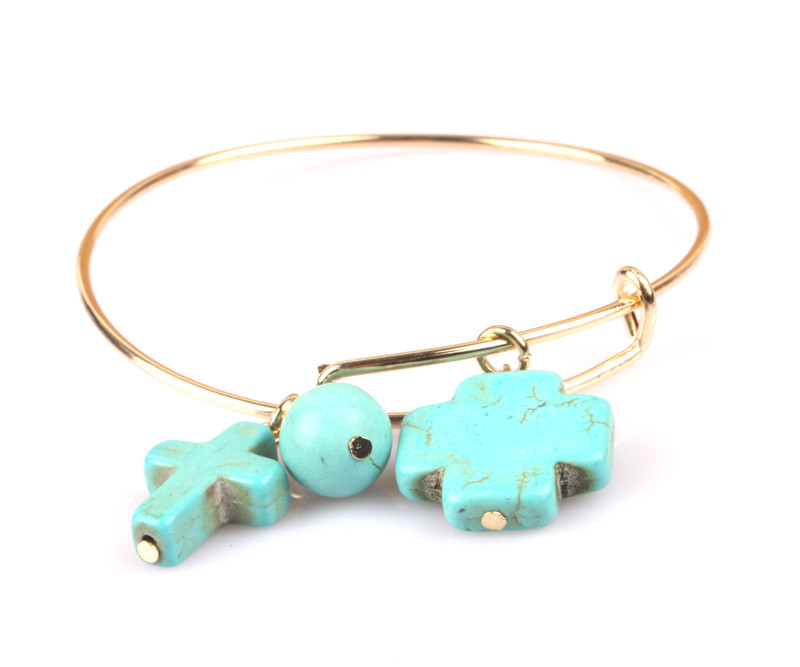 Lucky Charms Fashion Bangle Turquoise Crosses